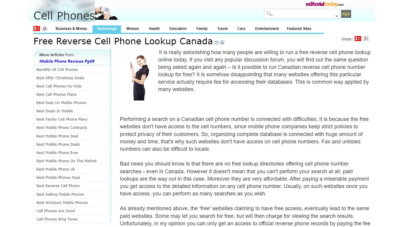 Free Reverse Cell Phone Lookup Canada - Streetdirectory.com